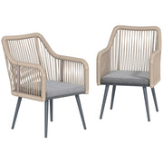 Sedia da giardino ¨C zephmum ¨C set di 2, in polyrattan e metallo, con cuscini e braccioli, 54x65x80 cm, grigio