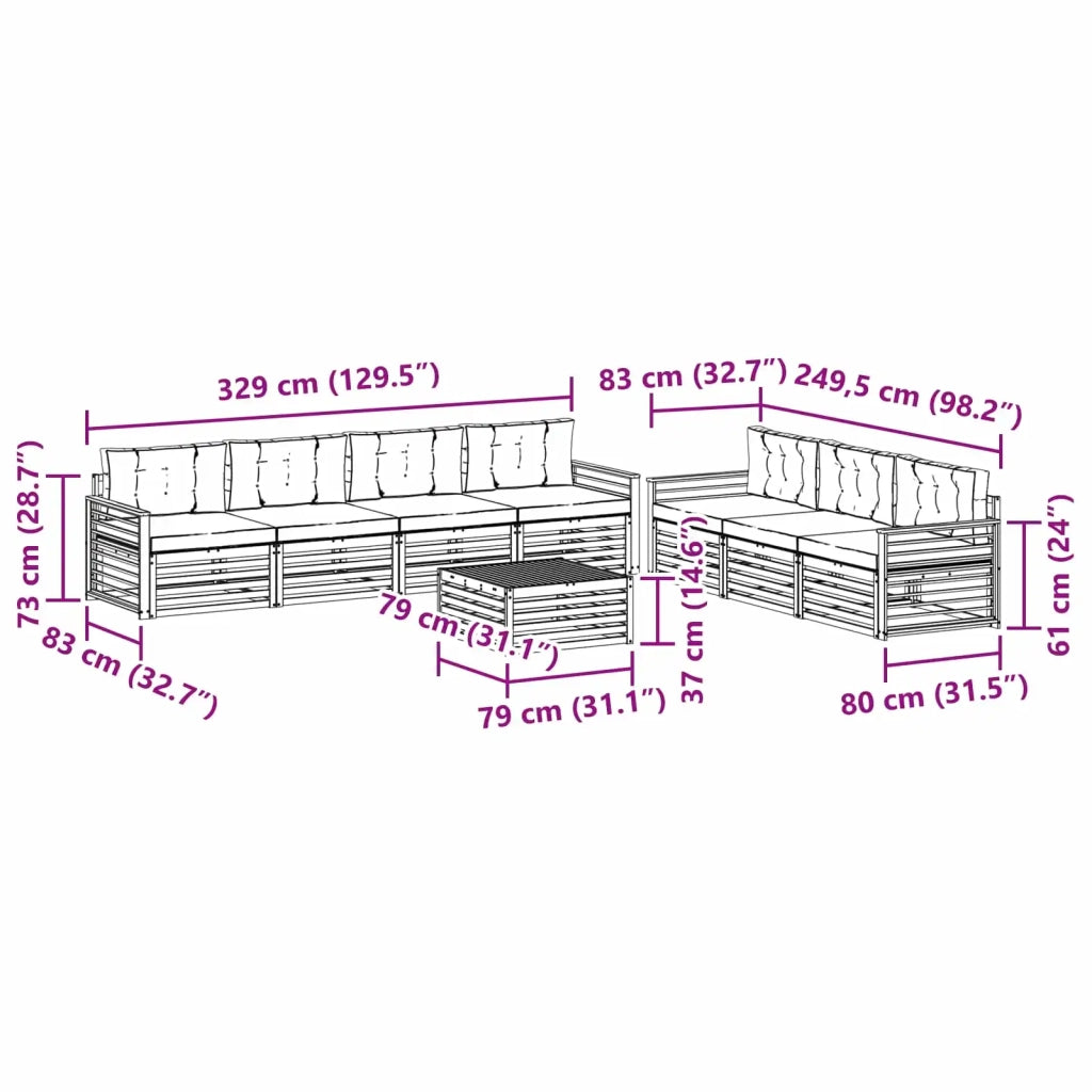 Set di divani da esterno 8 pcs Grigio Naturale e Chiaro 3373151
