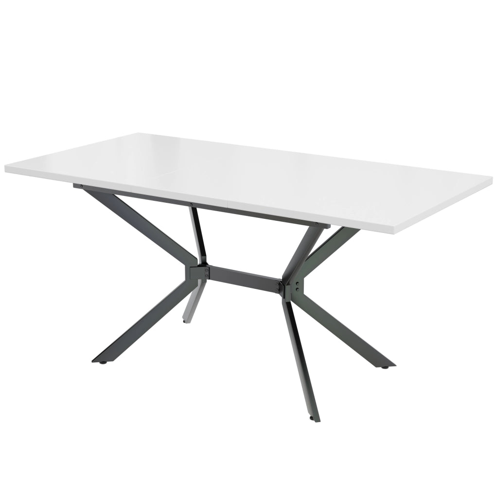 Tavolo da pranzo allungabile bianco 120-160x80 cm con gambe in metallo nero, per 4-6 persone