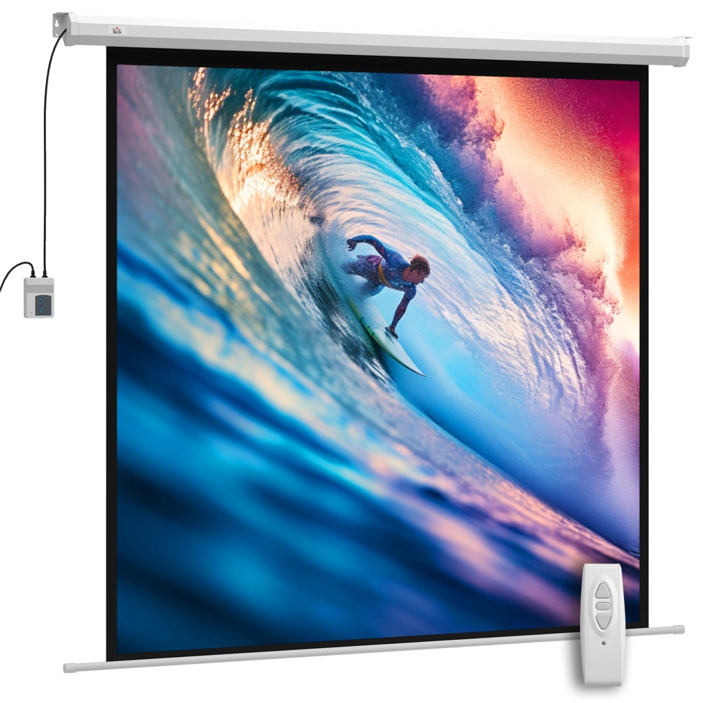 Schermo di Proiezione Motorizzato 85 Pollici 4K HD Elettrico da Parete e Soffitto con Telecomando per Home Cinema e Ufficio