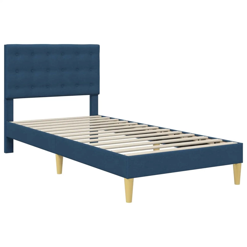 Letto singolo | Letto per adulti | Struttura letto con materasso Blu 100 x 200 cm Tessuto