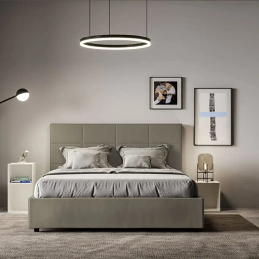 Letto matrimoniale senza rete imbottito 160x210 similpelle cappuccino Mika