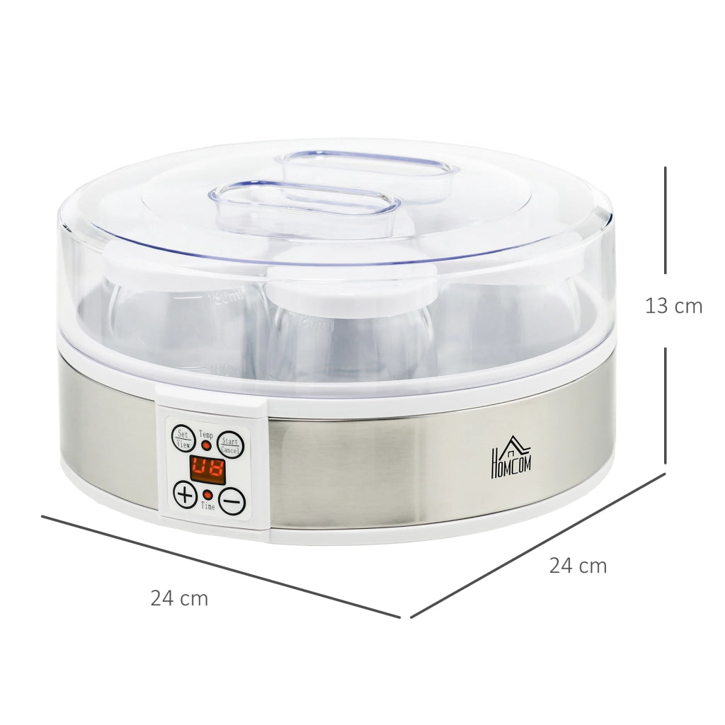 Macchina per yogurt 7 vasetti 180ml ¨C Minimal ¨C acciaio inox bianco 24x24x13 cm