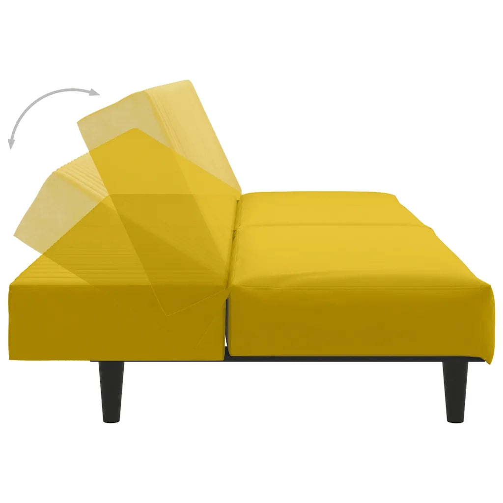 Divano letto | Sof¨¤ letto | Letto singolo a 2 Posti Giallo in Velluto
