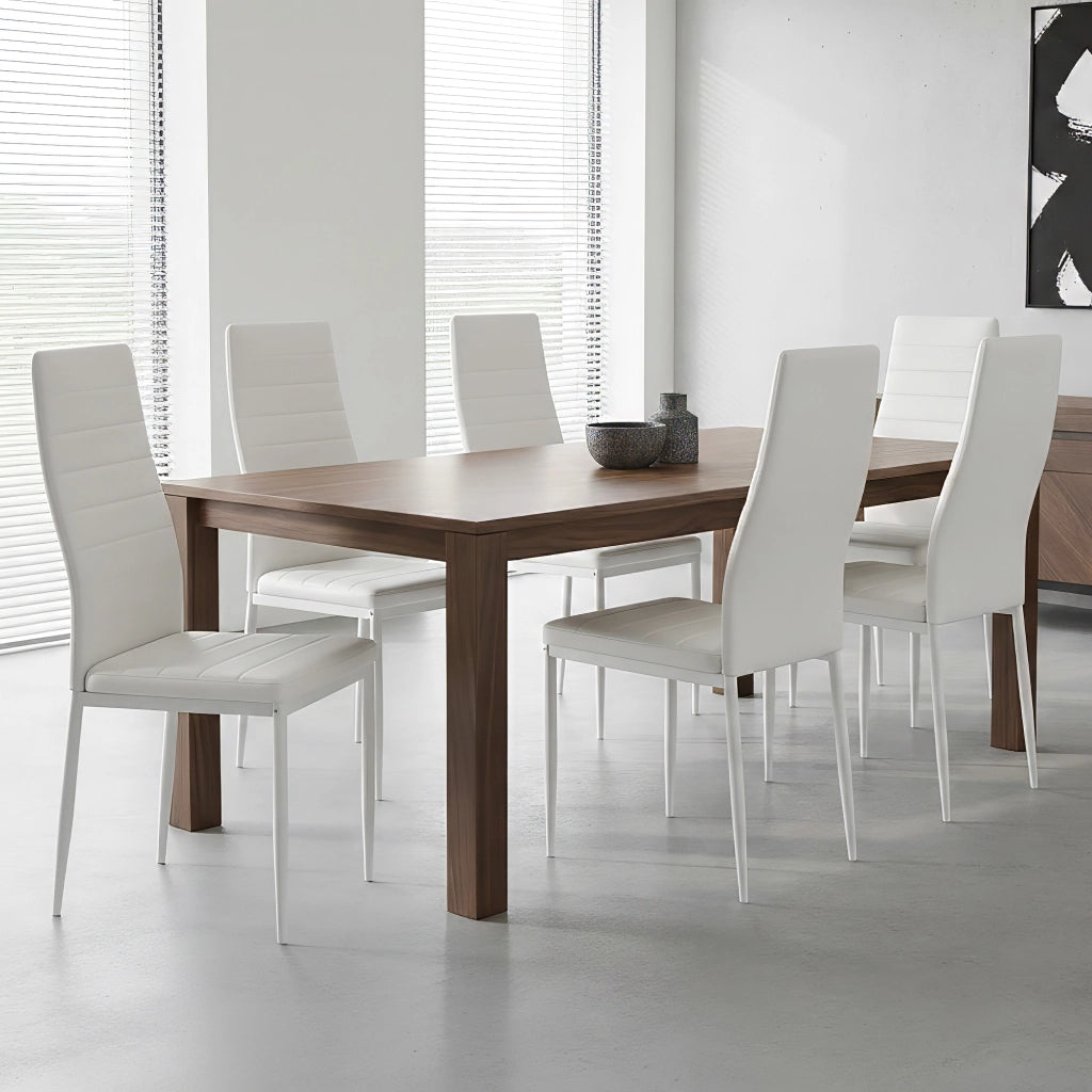 Set Sedie da Pranzo 4 o 6 Pezzi, Sedie Moderne Imbottite per Cucina Soggiorno Sala da Pranzo, Facile Montaggio con Gambe Robuste, Rivestimento in Pelle Sintetica  Bianco - 6 Pezzi
