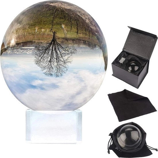 Bal di Fotografia - Cristallo - Bolla a Lenti - Cristallo K9 Bal 80mm - 8cm - Bolla con Cristalli Standard, Tasca di Velluto, Fazzoletto di Microfibra e Scatola Regalo - Fotografie Chiare - Meditazione