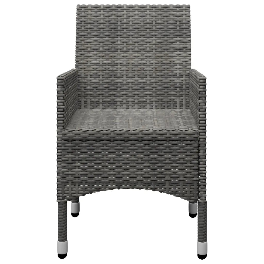 Set Bistrot Giardino 3 pz | Set Salotto da Giardino Polyrattan e Vetro Temperato Grigio