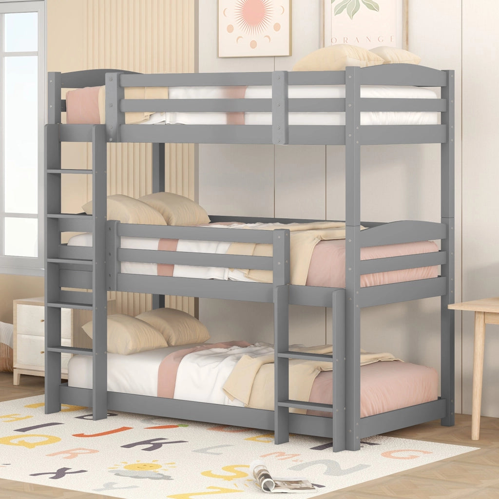 letto a castello in pino grigio 90 x 200 cm