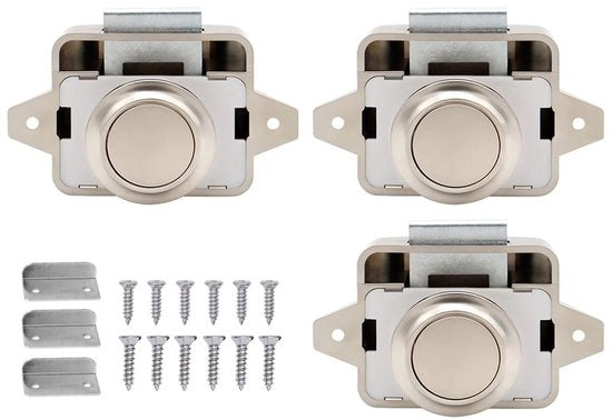 Blocco di sicurezza per porte, lotti di 3, pulsanti di blocco per porte, serrature a pulsante mini, blocco a pulsante, serratura di sicurezza per porte, lotti di 3, colore: bianco perla