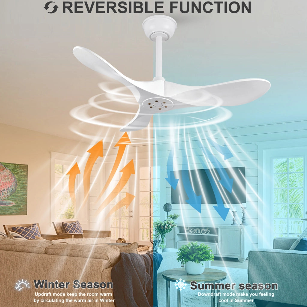 VENTILATORE DA SOFFITTO 91,4 cm Bianco 3 Pale in Legno Massello con Telecomando