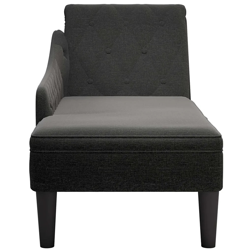 Sdraio con Cuscino e Bracciolo Destro in Tessuto Nero 4009767