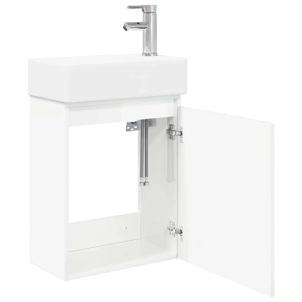 Mobile Bagno | Armadio da bagno con rubinetto Bianco Lucido 45,5 x 22,5 x 84 cm
