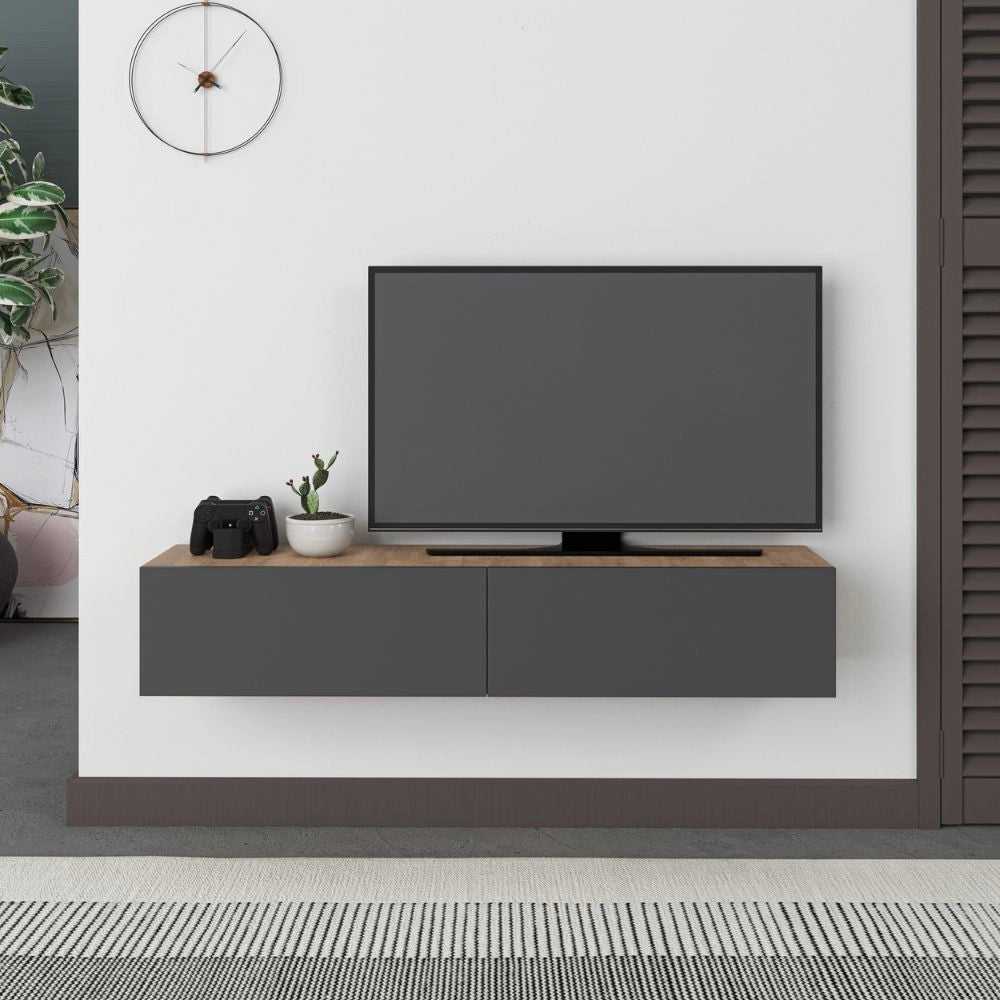 Mobile porta Tv sospeso ante a ribalta Francy colore rovere antracite 135 cm