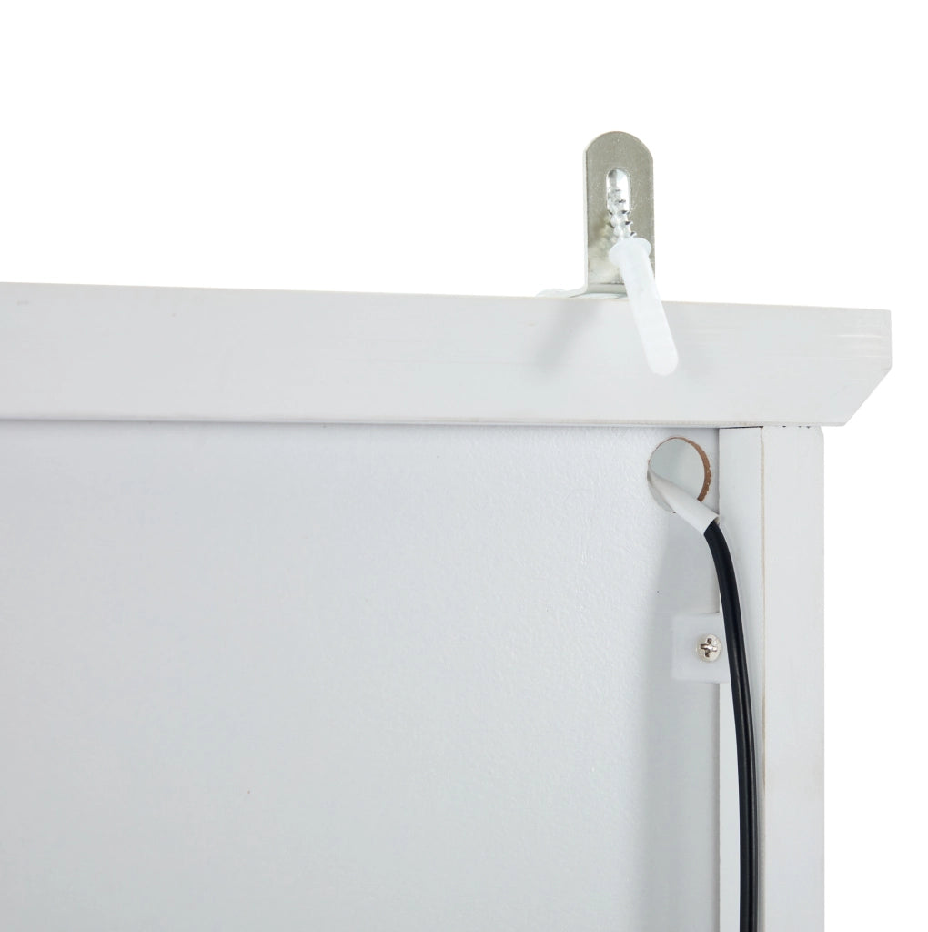 Vetrina Moderna Bianca Opaca 165 cm con LED Multicolore, Porta USB, 2 Cassetti e Ripiani Regolabili in MDF e Vetro Temperato