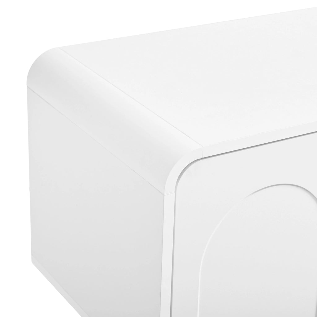 Mobile TV basso bianco 180 cm con 4 ante, 2 cassetti e passacavi