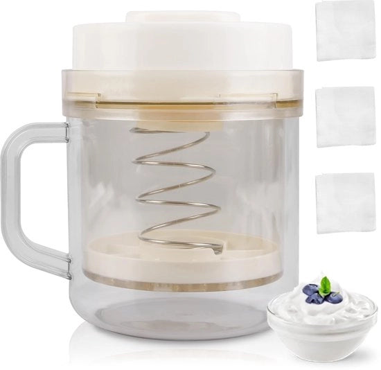 Zeef percolatore per yogurt greco, separatore di latte con coperchio, filtro per yogurt artigianale con 3 telai di filtrazione, zeef per yogurt lavabile e separatore di latte per la preparazione di yogurt greco e latticello