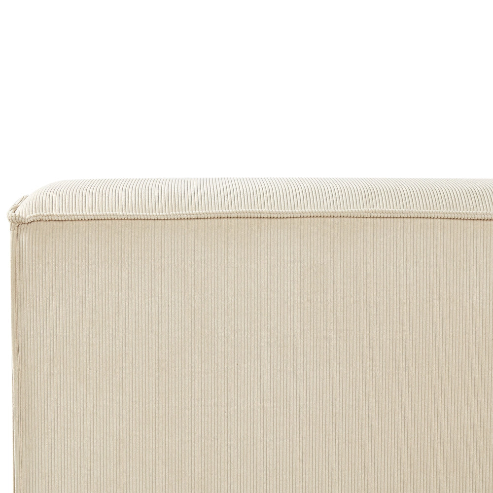 Letto matrimoniale in velluto a coste con struttura a doghe beige 180 x 200 cm stile classico camera da letto