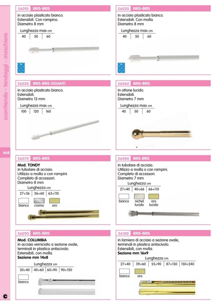 10coppie bris bris ventosa tondy ottonato 63-110 cm cod:ferx.421