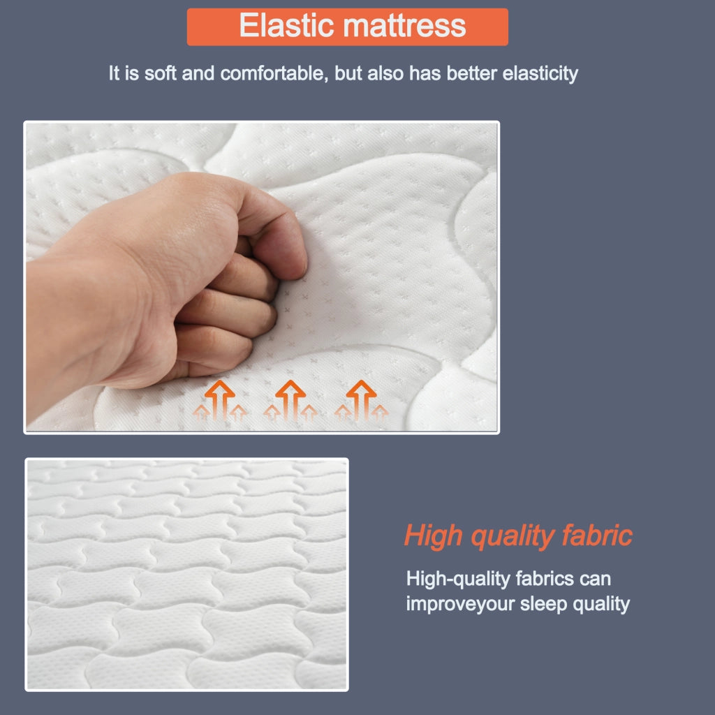Materasso a molle 90x200 cm; spessore 10 cm; design ergonomico; arrotolato; tessuto bianco