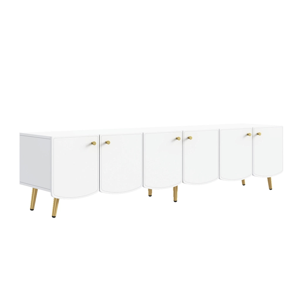 Mobile TV 180 cm con 6 ante in truciolare bianco e oro HOMVRA