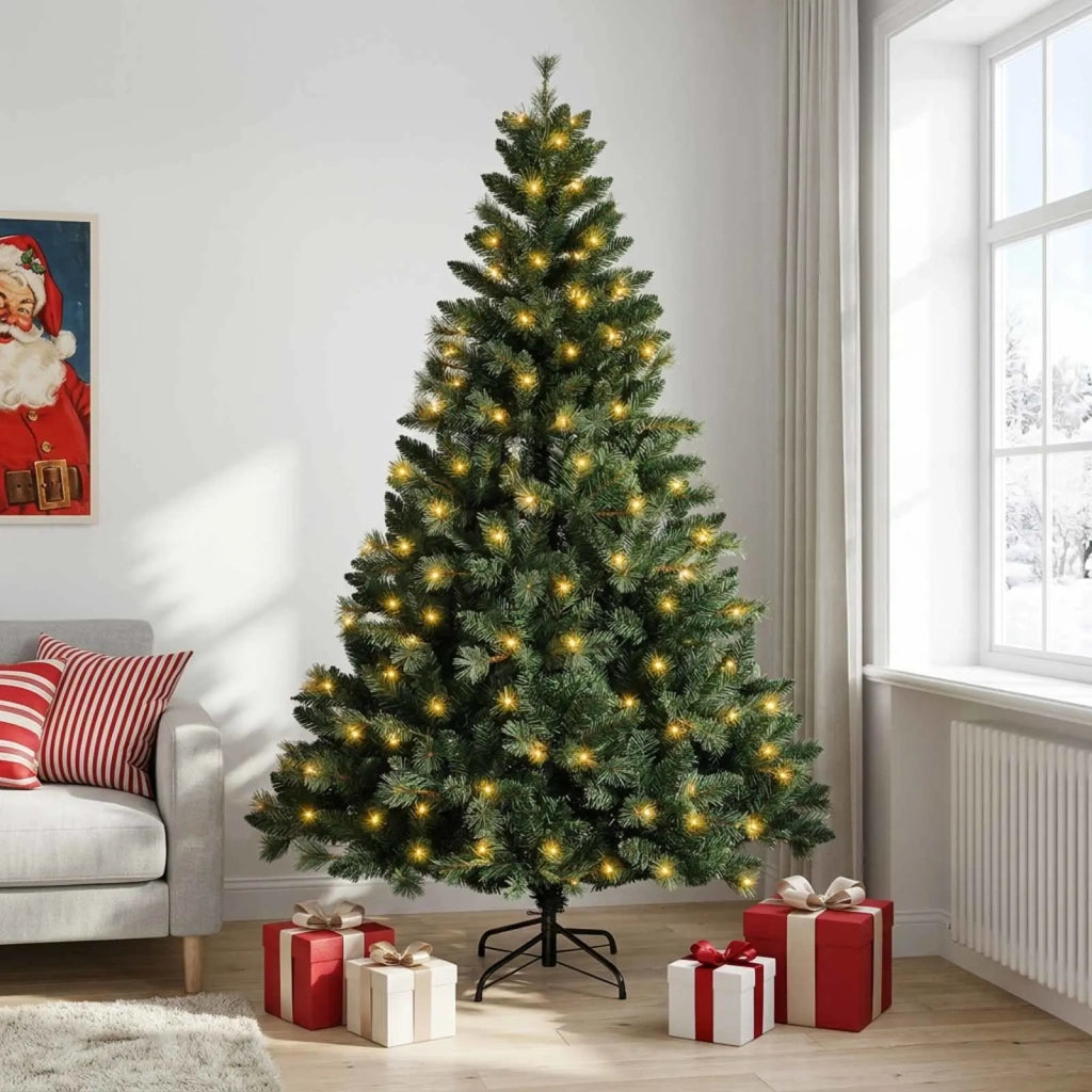Albero di Natale Artificiale con Rami Pieghevoli 210 cm 300 LED 3466262