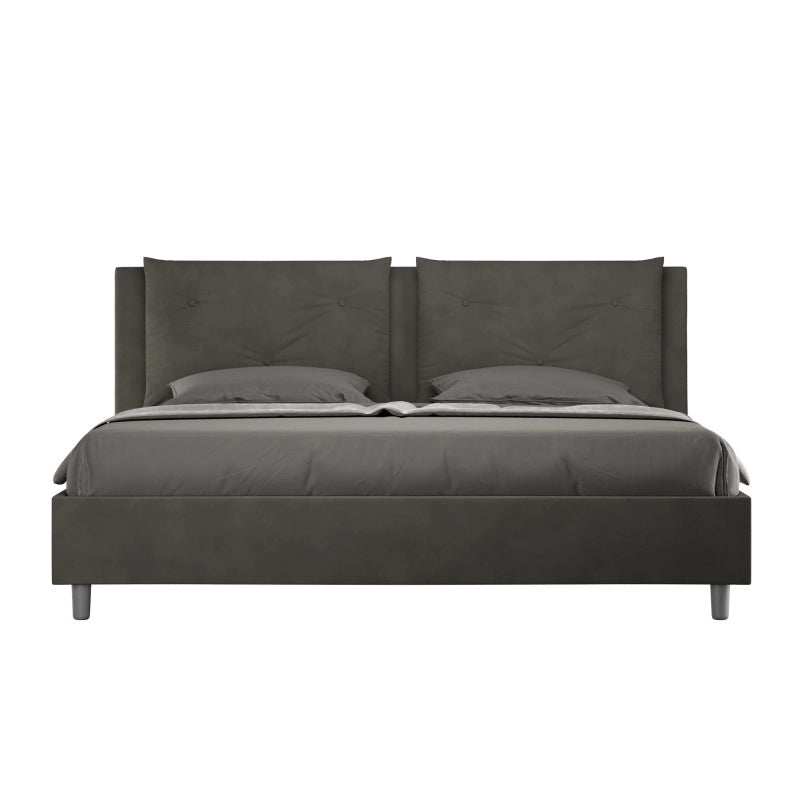 Letto imbottito Matrimoniale 170x200 cm Appia - Contenitore,Microfibra,Grigio