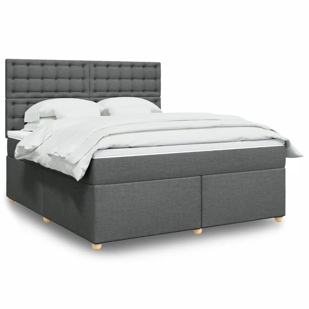 Giroletto a Molle con Materasso Grigio Scuro 180x200 cm Tessuto