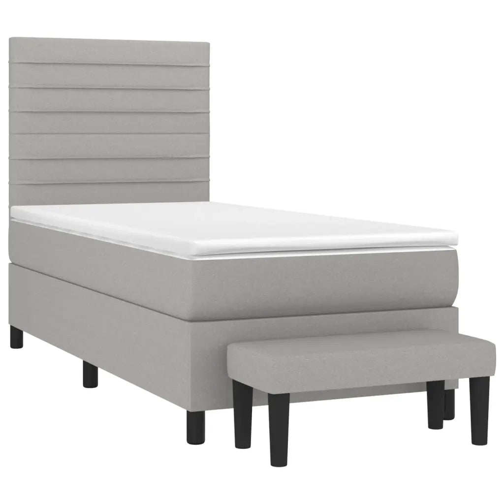 Giroletto a Molle con Materasso Grigio Chiaro 90x190 cm Tessuto 3136637