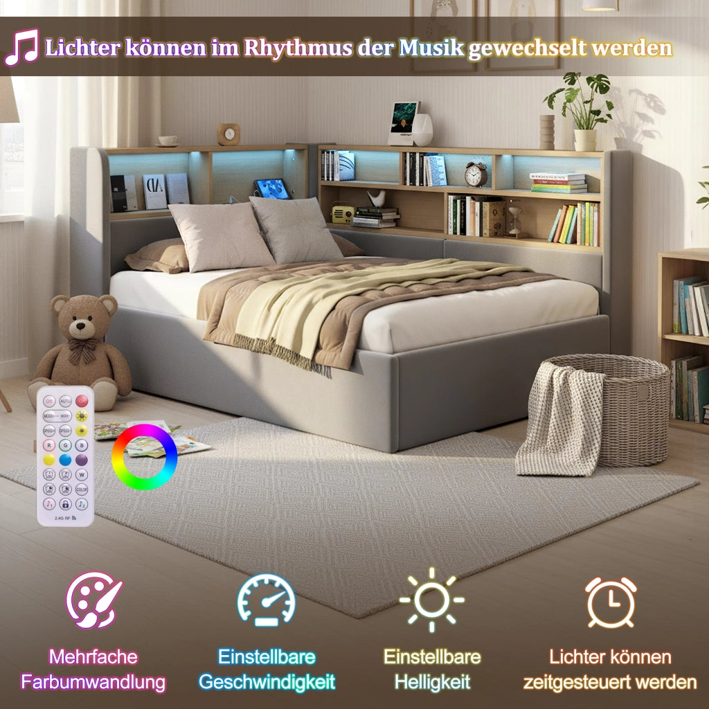 letto imbottito velluto grigio 110 x 225 cm