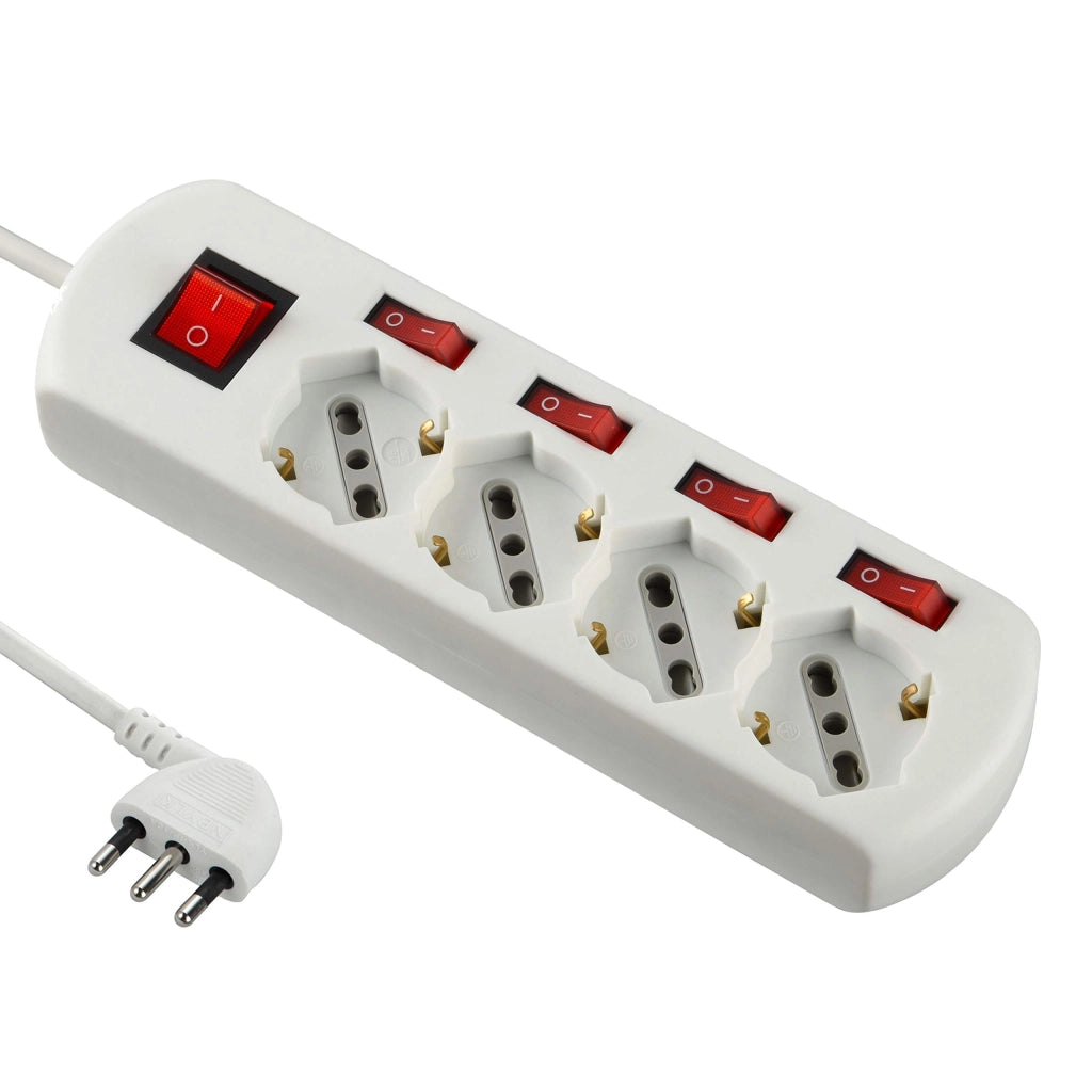 Multipresa con Interruttori Indipendenti 4 Prese Electraline
