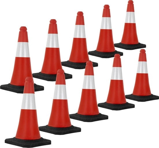Set di 10 pannelli di segnalazione di traffico pannelli di segnalazione di traffico riflettente con basamento pesante 51cm rosso/bianco