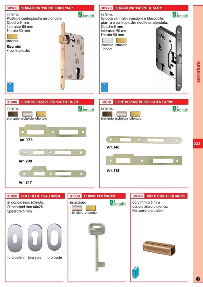 10pz chiave patent bonaiti nichelata n.11 cod:ferx.12830