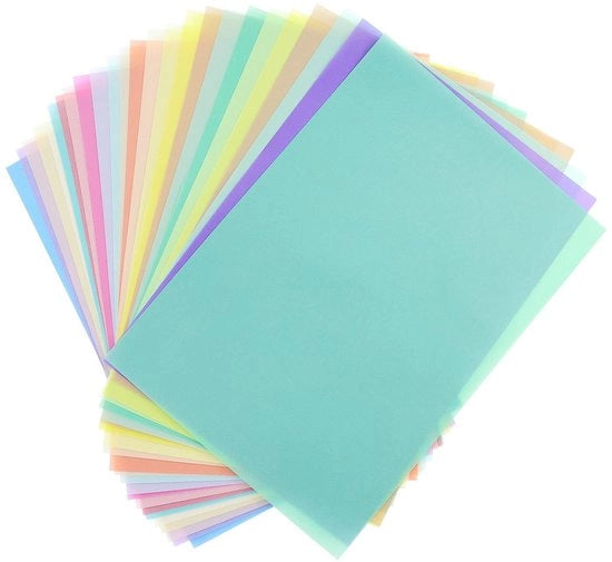 Papier Transparante A4 per Progetti Creativi e Attività di Artigianato con 25 Fogli Colorati