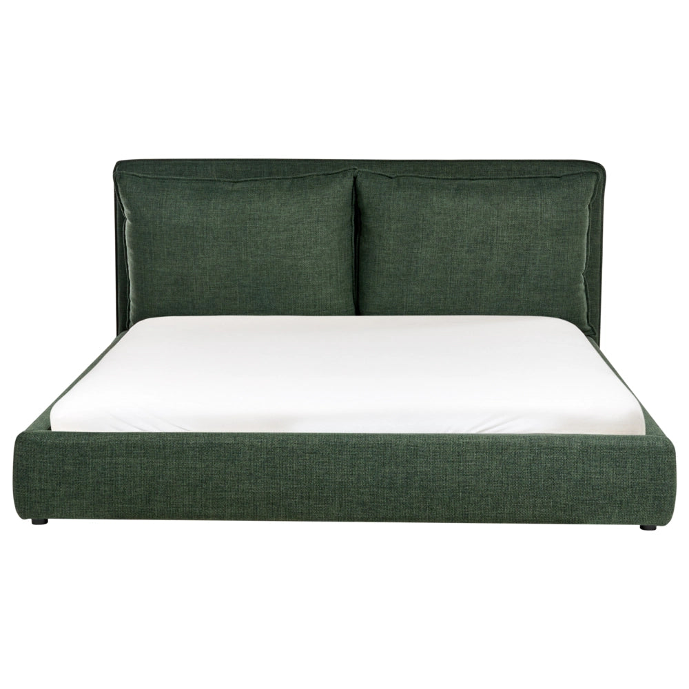 Letto matrimoniale velluto verde scuro 180 x 200 cm testata imbottita