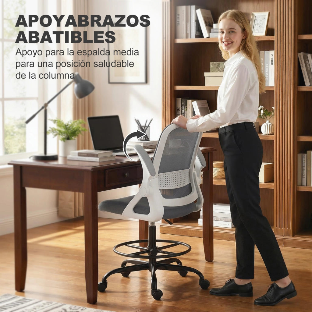 Sedia da ufficio con rete ¨C Zephmum ¨C Grigio, regolabile
