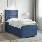 Letto Box Spring LED con Materasso Blu 100 x 200 cm Tessuto 3455548