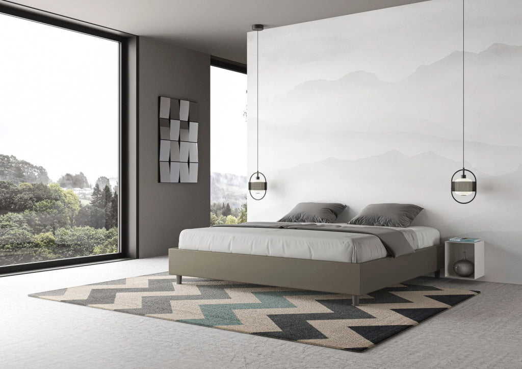 BS COM Letto contenitore imbottito 180x200 similpelle cappuccino