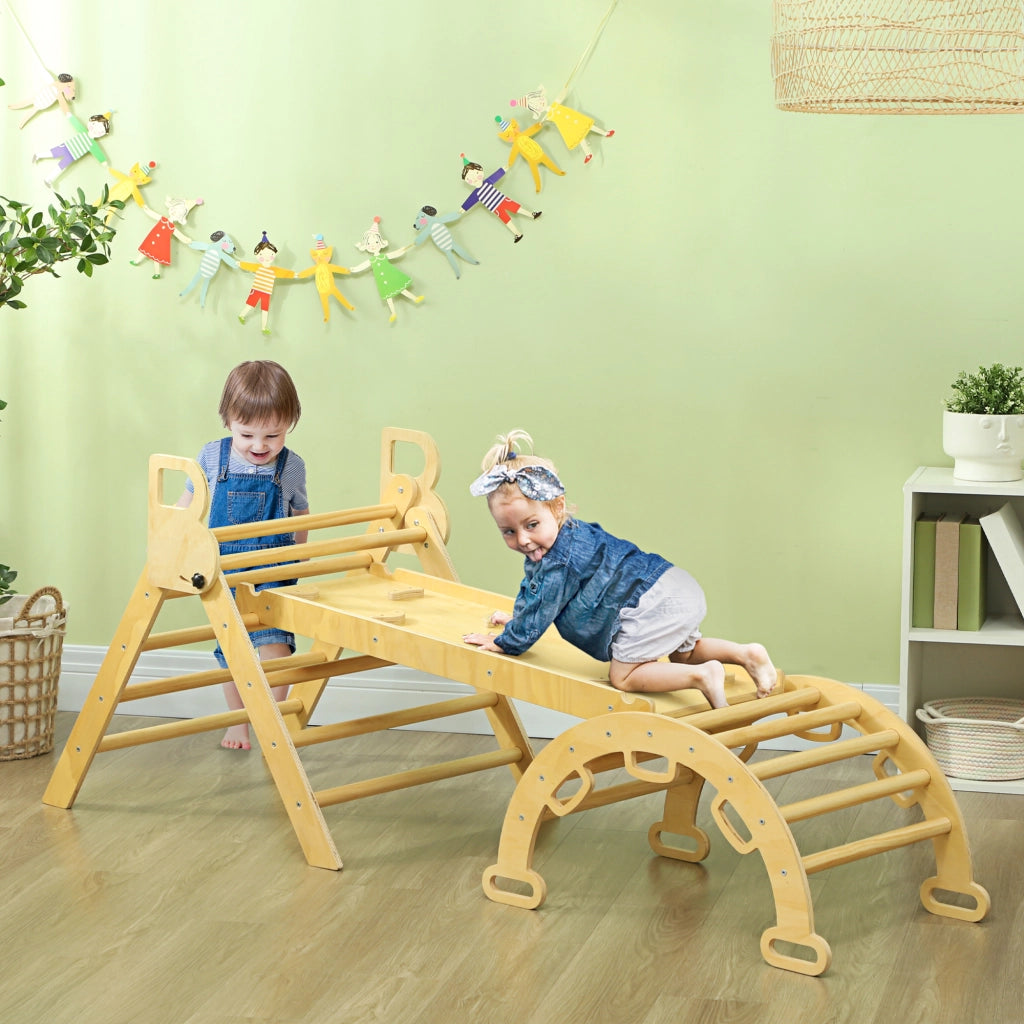 Set 5 in 1 con arco di arrampicata ¨C Minimal ¨C per bambini, in legno naturale