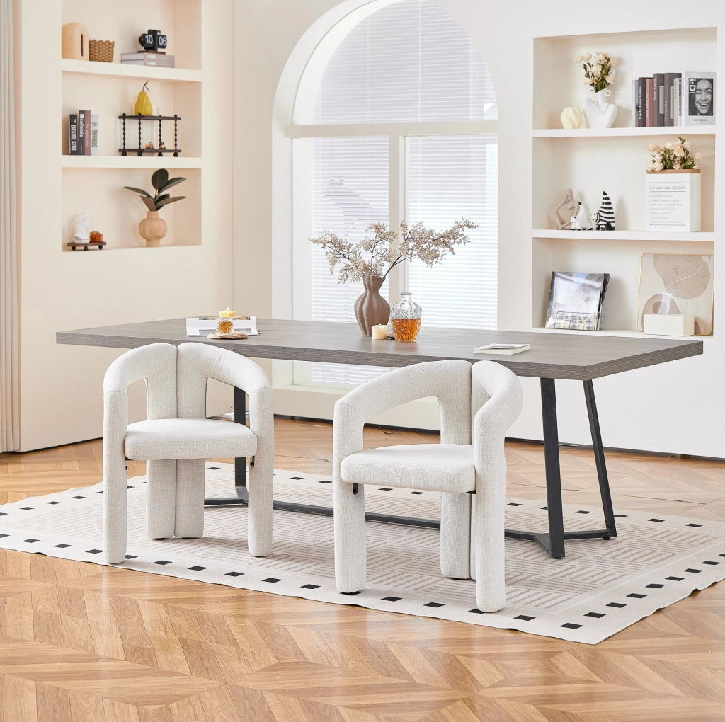 SEDIA con Braccioli in Chenille Beige