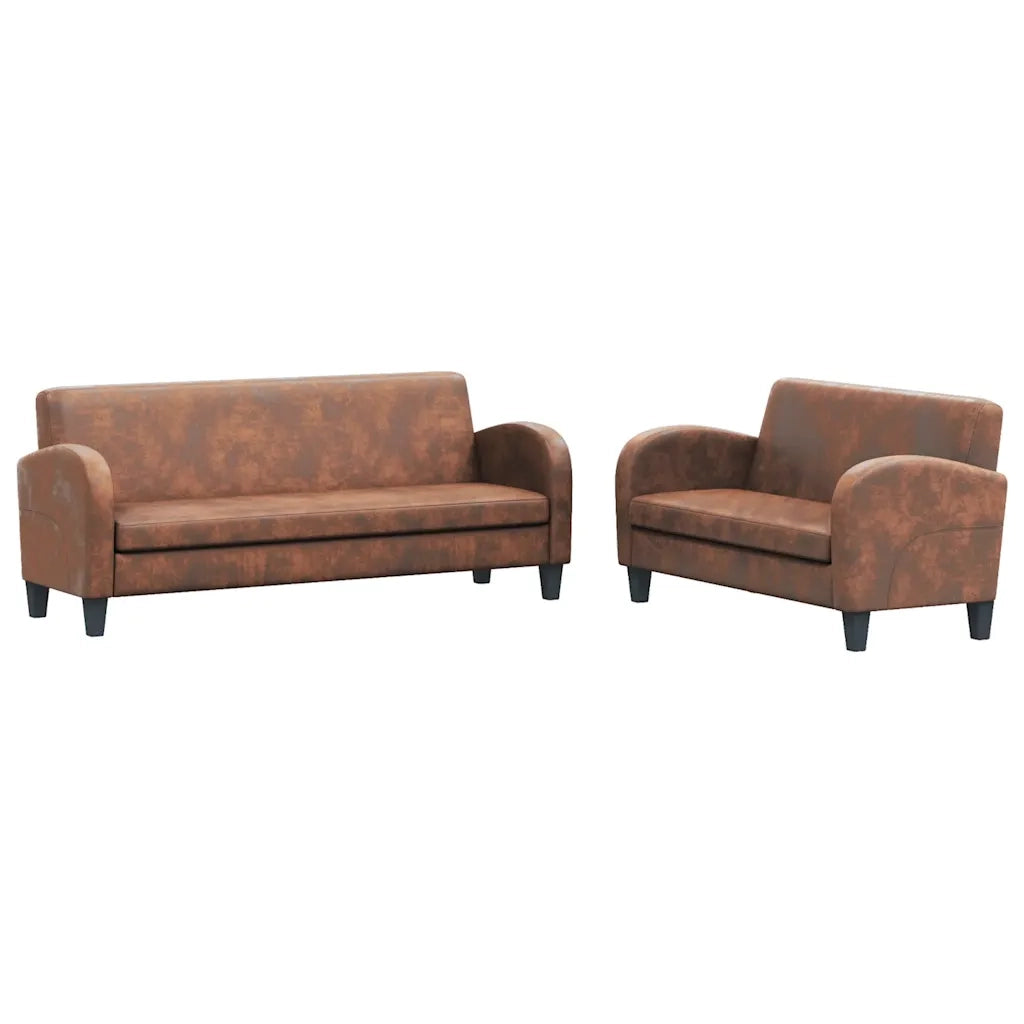 Set Divani 2 pz in Camoscio Artificiale Marrone