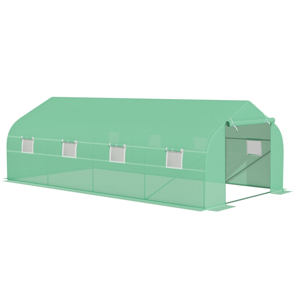 Serra per pomodori con tetto a due falde, 600x300x200 cm, in alluminio, colore verde, per giardino e cura delle piante.