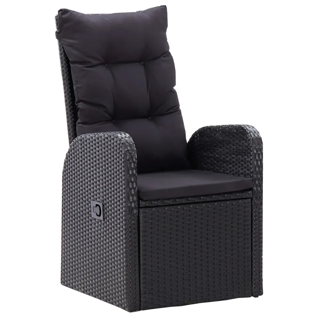 Set da Pranzo da Giardino 3 pz con Cuscini Nero 3099491