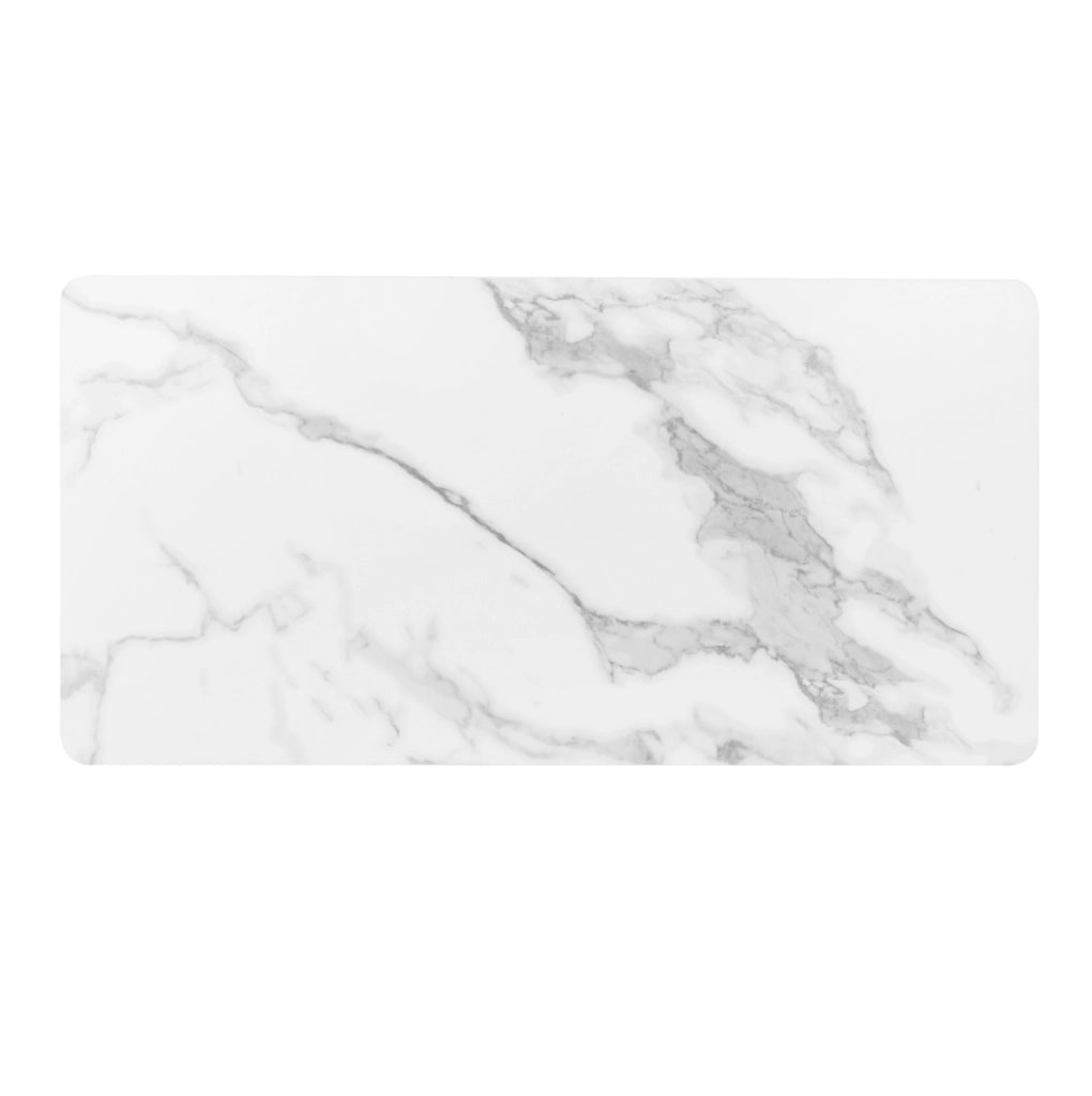 Tavolino da caff¨¨ 100x50 cm con LED, 2 cassetti e vetro temperato bianco