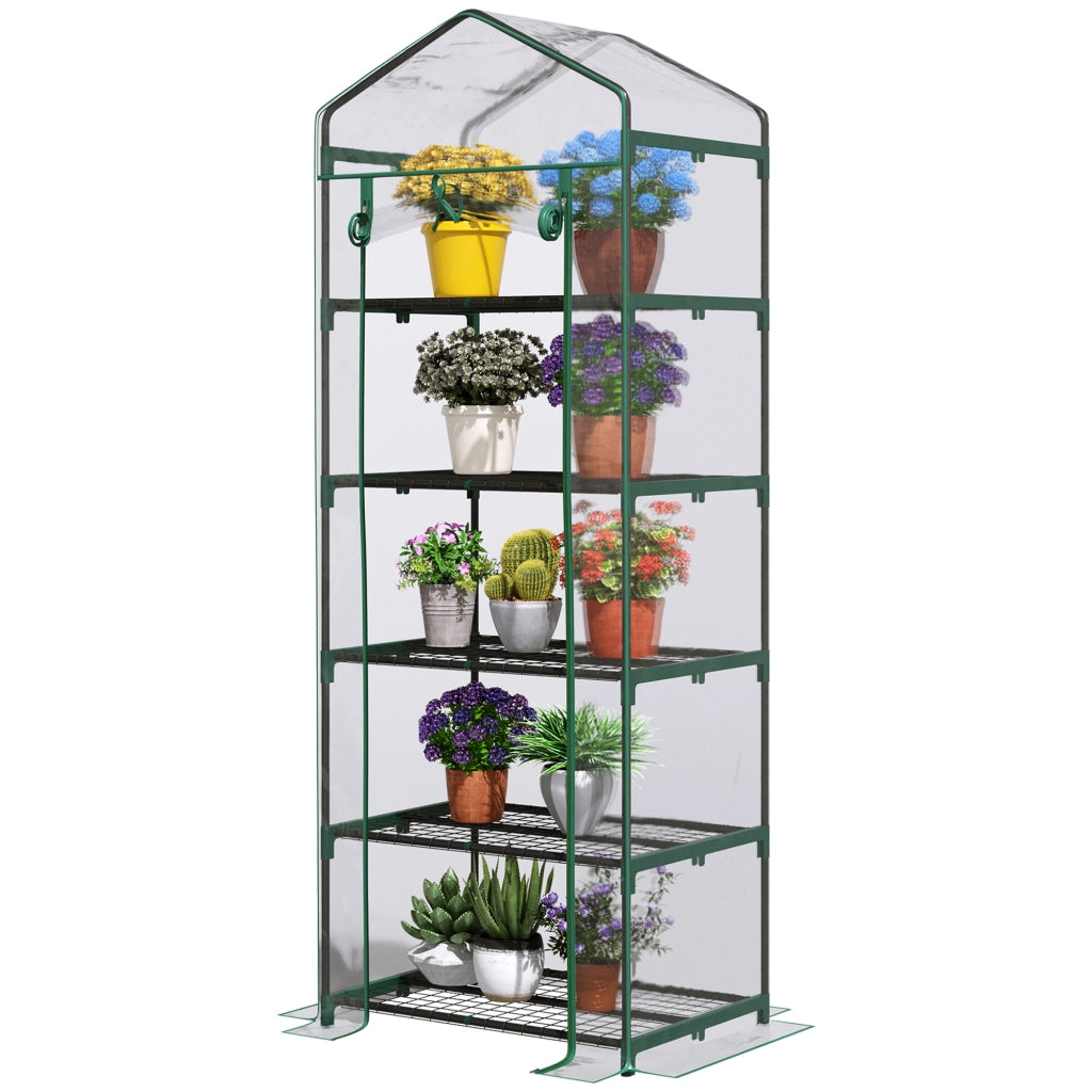 Serra da Giardino con Scaffali 5 Livelli ¨C Xylo ¨C PVC Trasparente 69x49x193cm