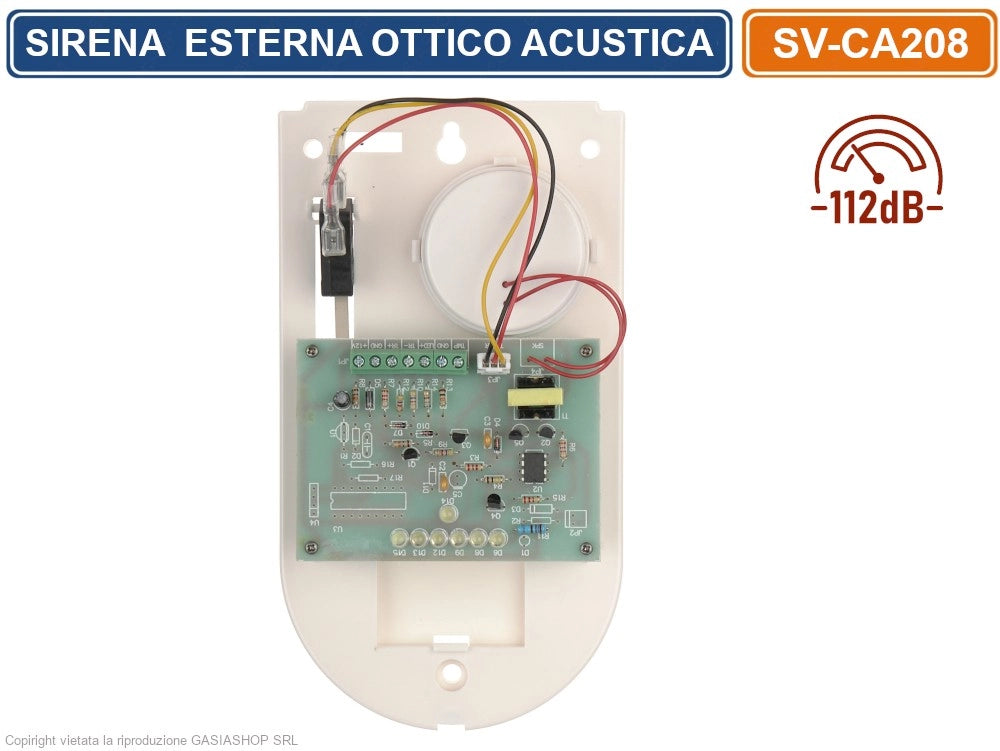 SIRENA SEGNALATORE ALLARME OTTICO ACUSTICO PIEZOLETTRICO 12DB ESTERNO