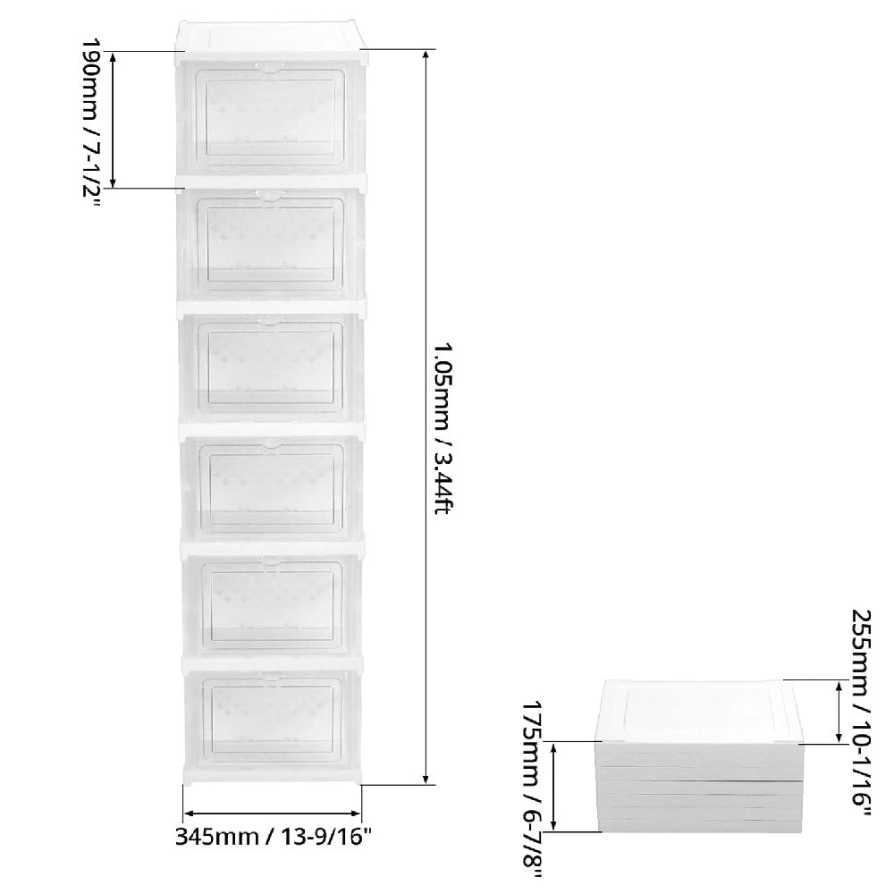 Kit 6 Scatole Portascarpe Impilabili Salvaspazio 34.5x25.5 H105 cm Ventilate Multiuso