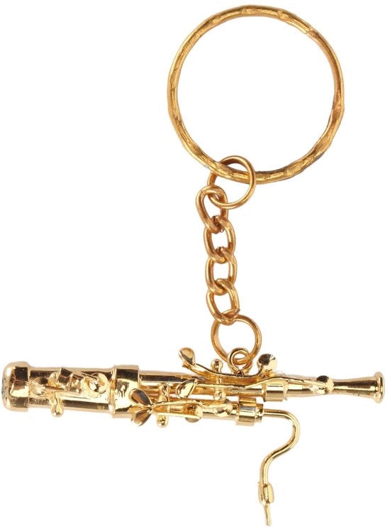 Sostegno per Chiavi a forma di Fagotto - Sostegno per Chiavi in Oro - Sostegno per Chiavi Musicale - Sostegno per Chiavi con Anelli - Accessorio Musicale Miniatto - Progetto Leggero
