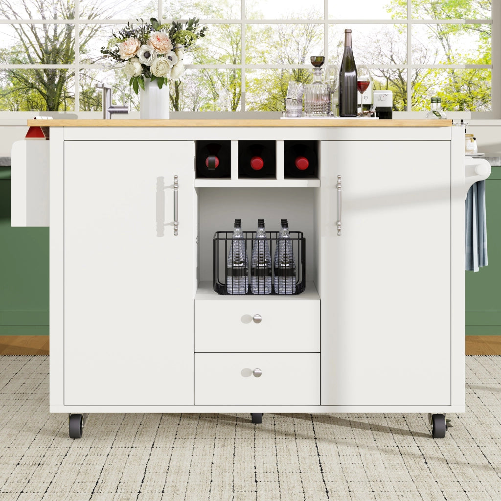 CARRELLO Cucina con piano ribaltabile 137,9x73x92,2 cm MDF bianco con ruote