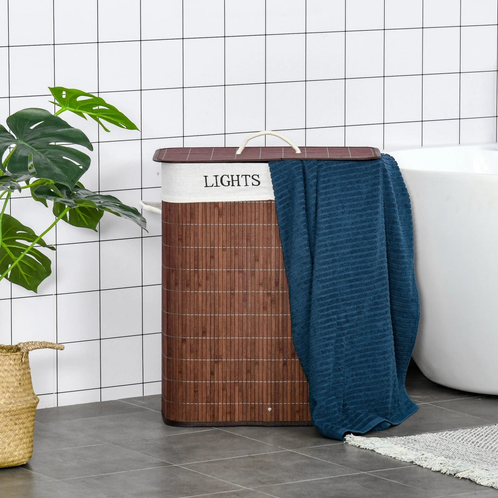 Cestino per biancheria in bamb¨´ con coperchio e maniglie ¨C Minimal ¨C 100L marrone