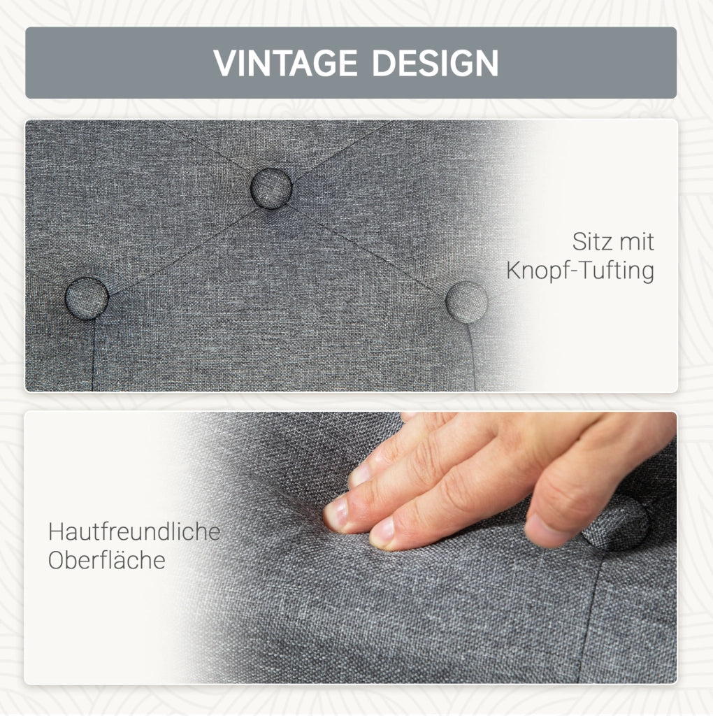 Panca contenitore imbottita 100x40x44 cm in poliestere grigio chiaro